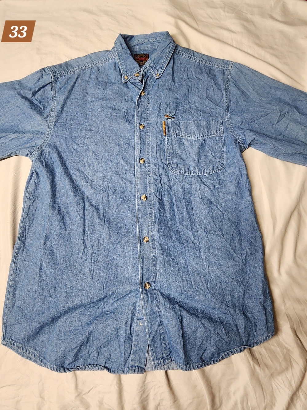 Light Blue Denim Button-Down Shirt - Men